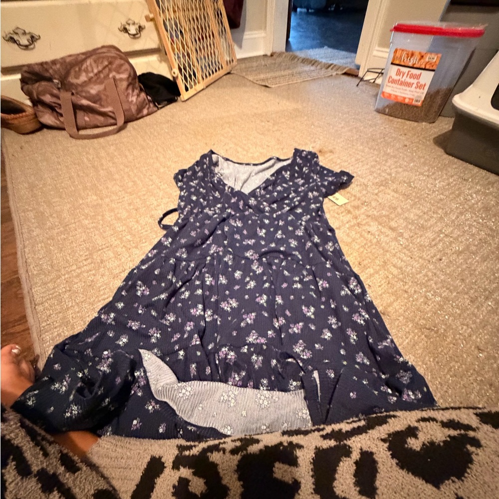 No Boundaries Navy Floral Midi Dress